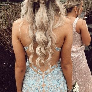 BLUE DEEP V GOWN